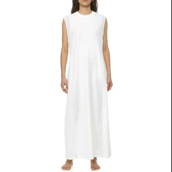 Y-3 X Adidas Sleeveless Maxi Dress Womens LARGE White Sporty Tonal Athletic RARE - Picture 2 of 16